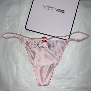 (L) KISS ME Rhinestones THONG Underwear Victoria’s Secret